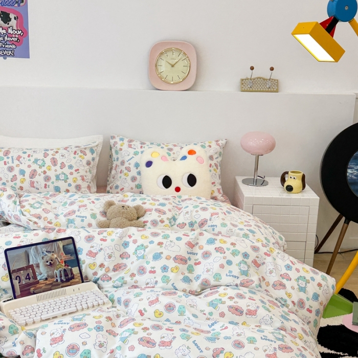 91家纺网 家纺一手货源 找家纺 昔可 2023新款全棉四件套 萌萌兔熊