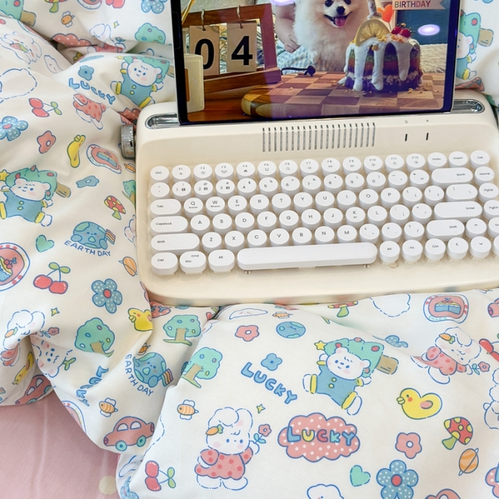 91家纺网 家纺一手货源 找家纺 昔可 2023新款全棉四件套 萌萌兔熊