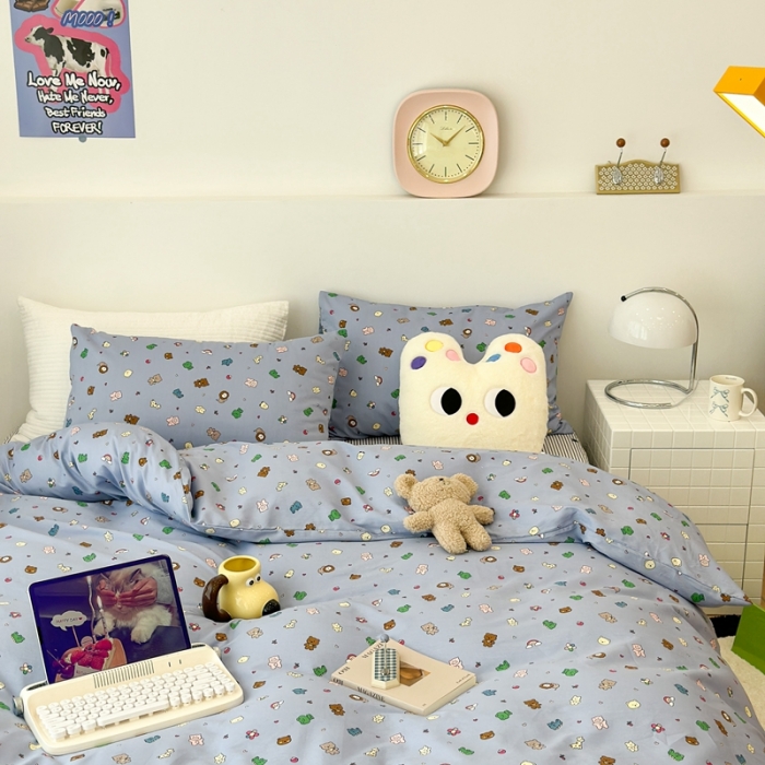 91家纺网 家纺一手货源 找家纺 昔可 2023新款全棉四件套 小小动物乐园