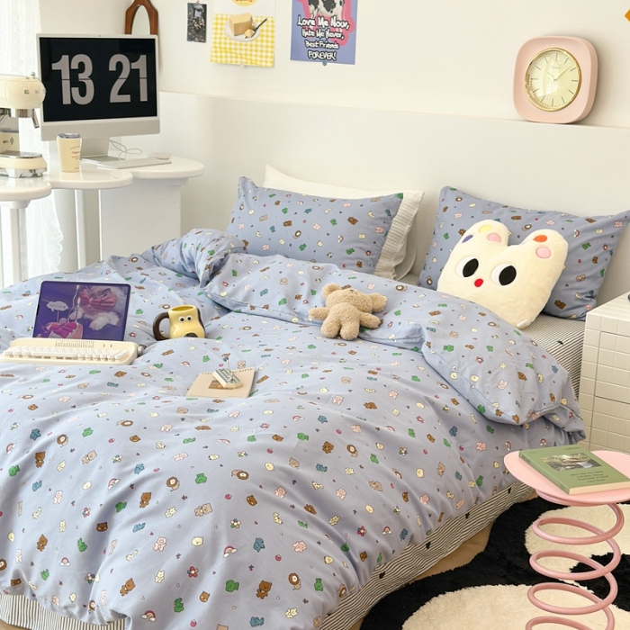 91家纺网 家纺一手货源 找家纺 昔可 2023新款全棉四件套 小小动物乐园