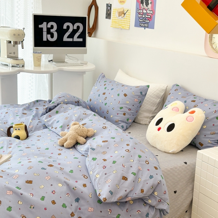 91家纺网 家纺一手货源 找家纺 昔可 2023新款全棉四件套 小小动物乐园