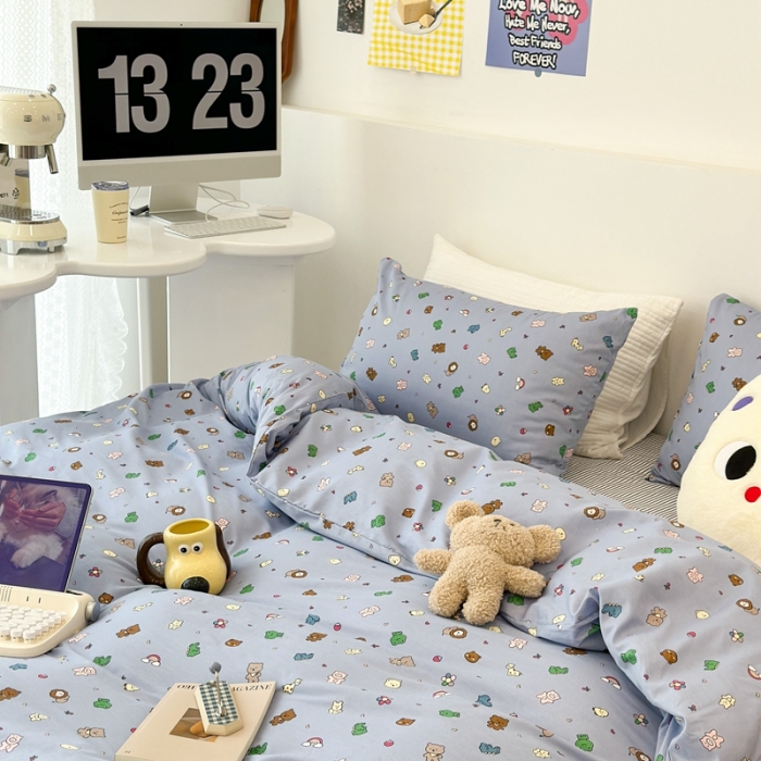 91家纺网 家纺一手货源 找家纺 昔可 2023新款全棉四件套 小小动物乐园