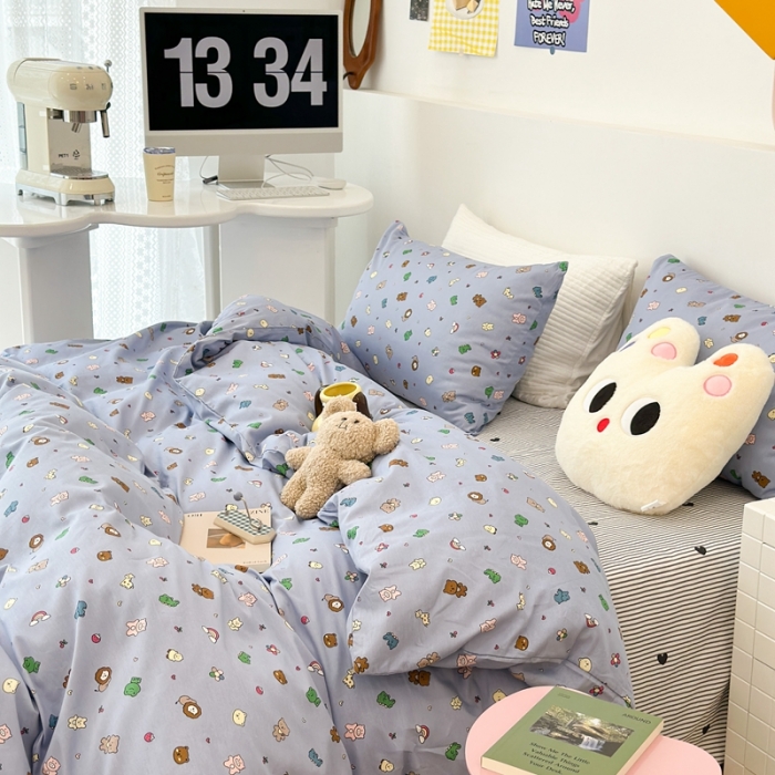 91家纺网 家纺一手货源 找家纺 昔可 2023新款全棉四件套 小小动物乐园