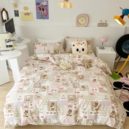 昔可 2023新款全棉四件套 小熊面包师