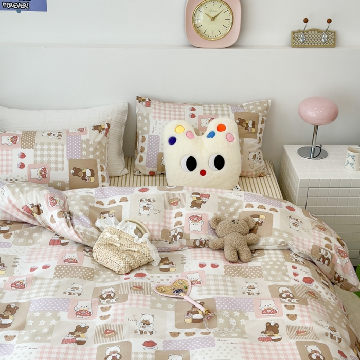 91家纺网 家纺一手货源 找家纺 昔可 2023新款全棉四件套 小熊面包师