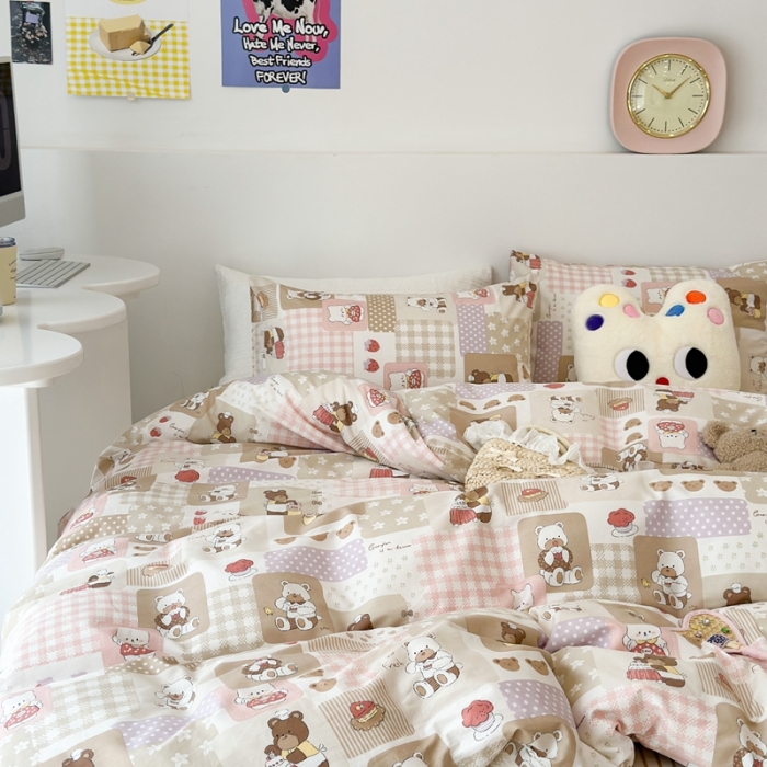 91家纺网 家纺一手货源 找家纺 昔可 2023新款全棉四件套 小熊面包师