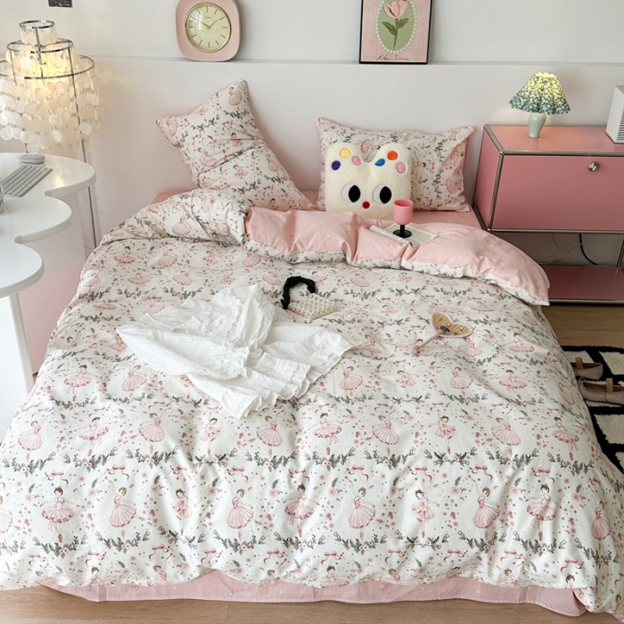 91家纺网 家纺一手货源 找家纺 昔可 2023新款全棉四件套 芭蕾少女