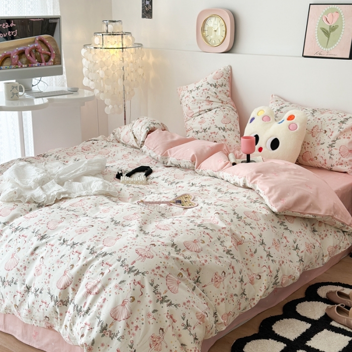 91家纺网 家纺一手货源 找家纺 昔可 2023新款全棉四件套 芭蕾少女