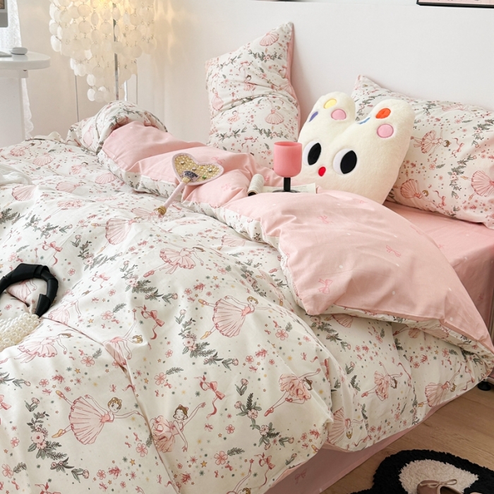 91家纺网 家纺一手货源 找家纺 昔可 2023新款全棉四件套 芭蕾少女