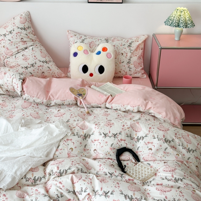 91家纺网 家纺一手货源 找家纺 昔可 2023新款全棉四件套 芭蕾少女