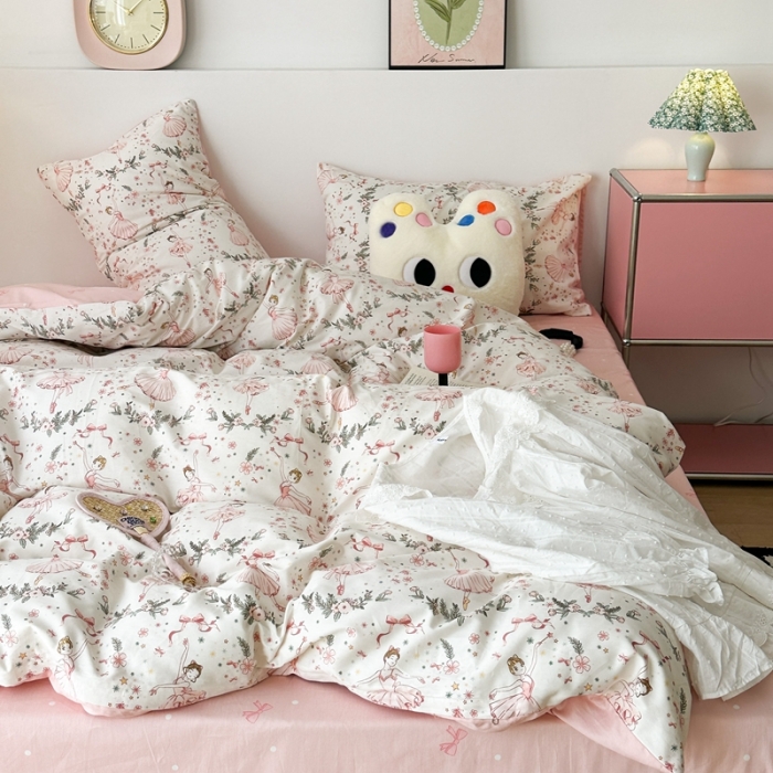 91家纺网 家纺一手货源 找家纺 昔可 2023新款全棉四件套 芭蕾少女