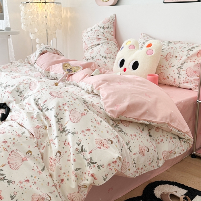 91家纺网 家纺一手货源 找家纺 昔可 2023新款全棉四件套 芭蕾少女