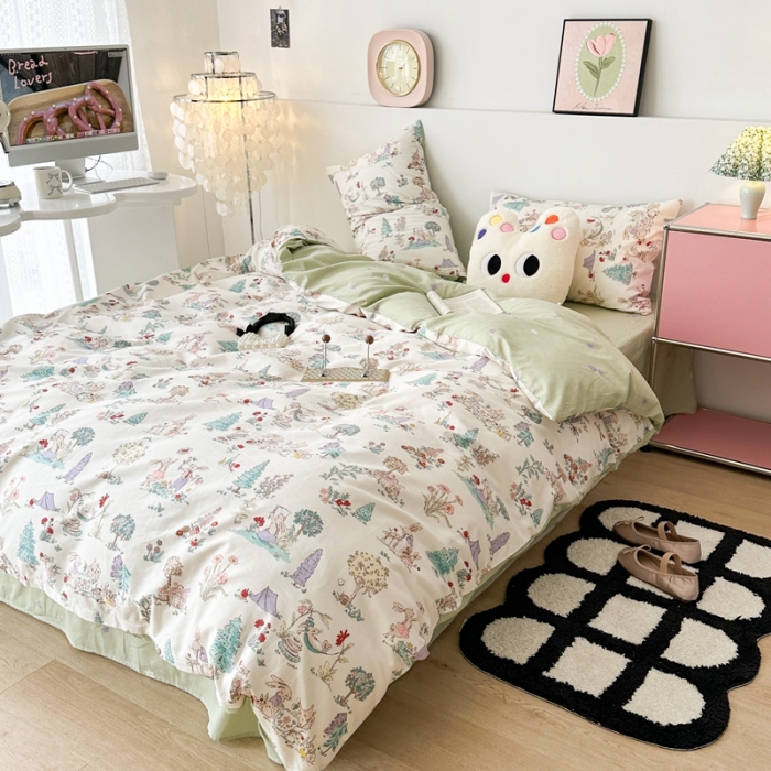 91家纺网 家纺一手货源 找家纺 昔可 2023新款全棉四件套 梦境小兔