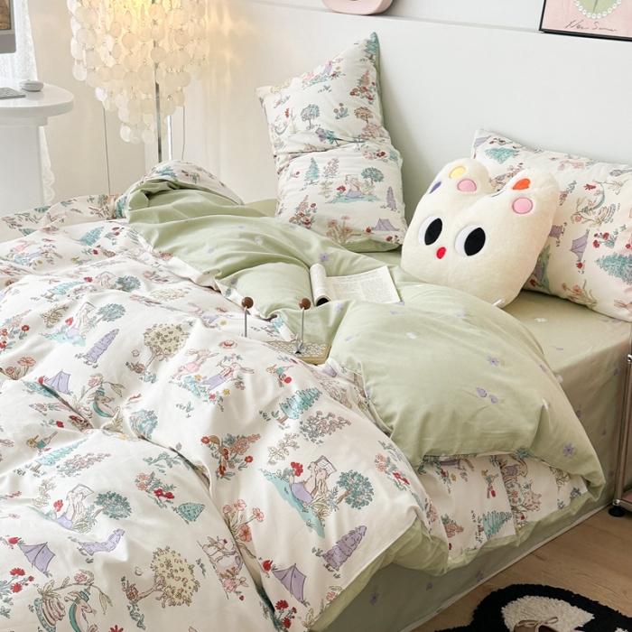 91家纺网 家纺一手货源 找家纺 昔可 2023新款全棉四件套 梦境小兔