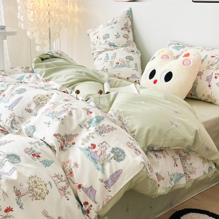 91家纺网 家纺一手货源 找家纺 昔可 2023新款全棉四件套 梦境小兔