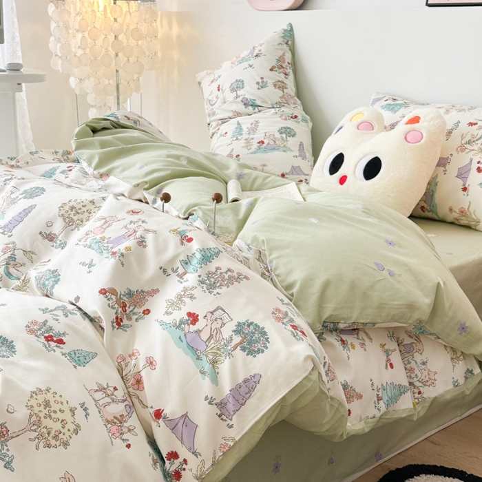 91家纺网 家纺一手货源 找家纺 昔可 2023新款全棉四件套 梦境小兔