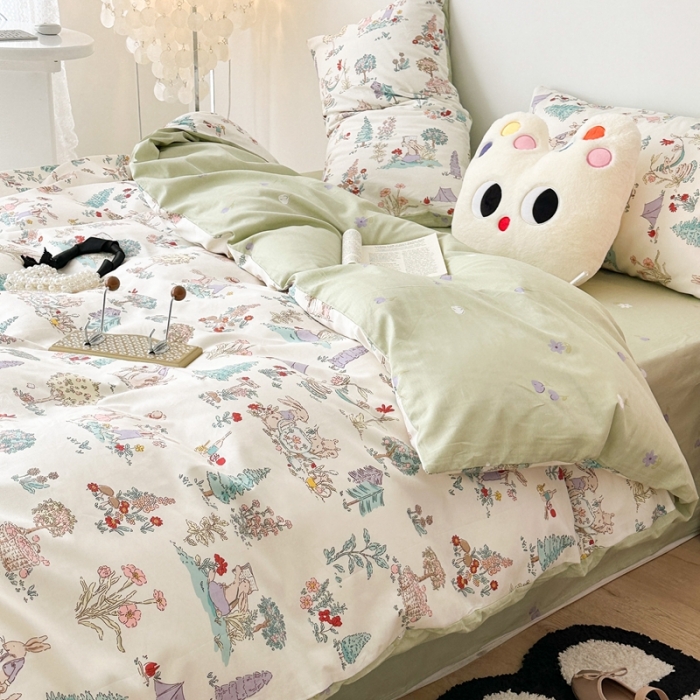 91家纺网 家纺一手货源 找家纺 昔可 2023新款全棉四件套 梦境小兔