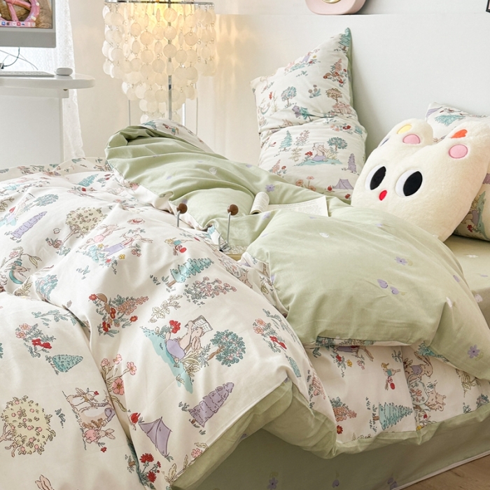 91家纺网 家纺一手货源 找家纺 昔可 2023新款全棉四件套 梦境小兔