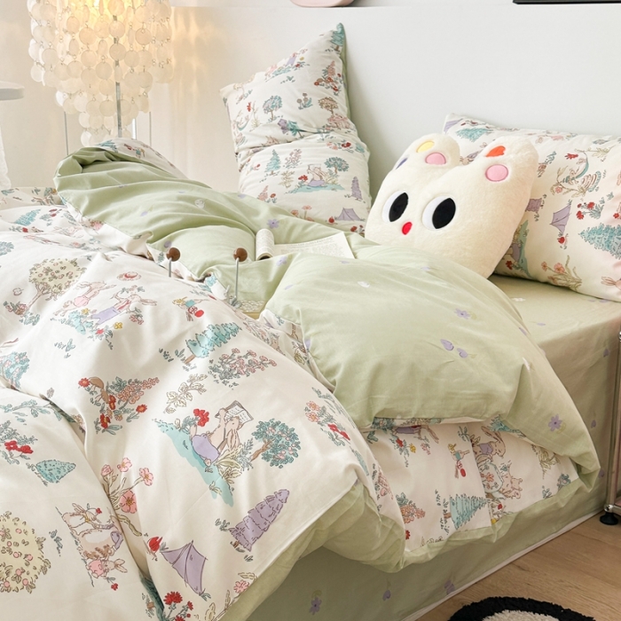 91家纺网 家纺一手货源 找家纺 昔可 2023新款全棉四件套 梦境小兔