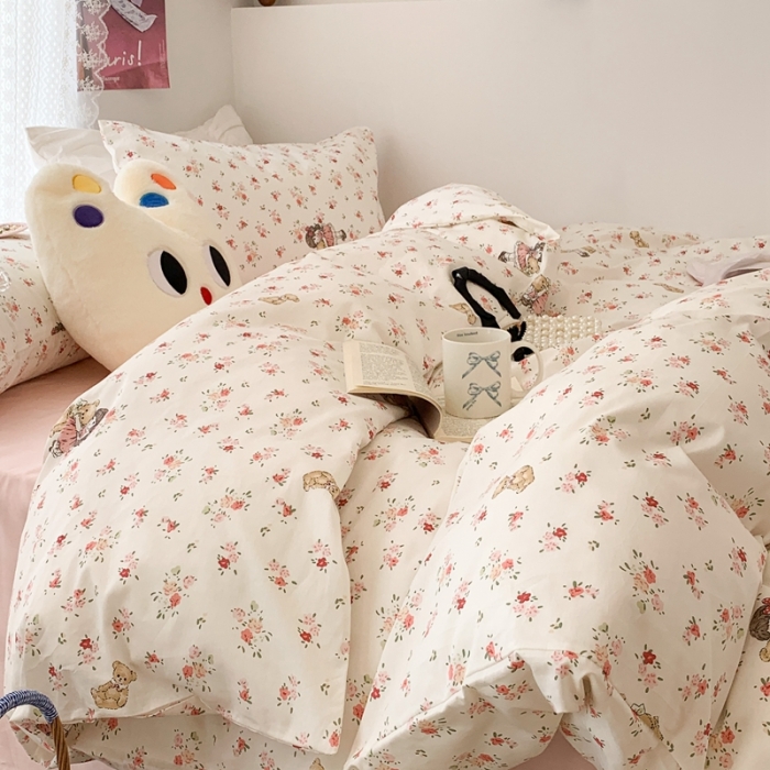 91家纺网 家纺一手货源 找家纺 昔可 2023新款全棉四件套 熊熊女孩