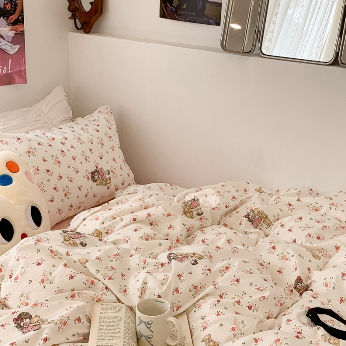 91家纺网 家纺一手货源 找家纺 昔可 2023新款全棉四件套 熊熊女孩