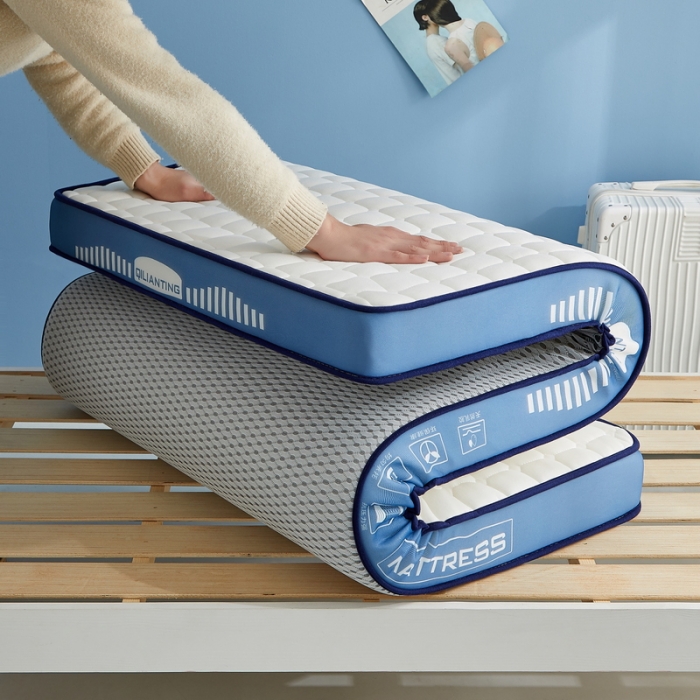 91家纺网 家纺一手货源 找家纺 祁恋婷 2023新款A类牛奶丝乳胶抗压学生床垫【床垫遮盖物】 几何-海因蓝