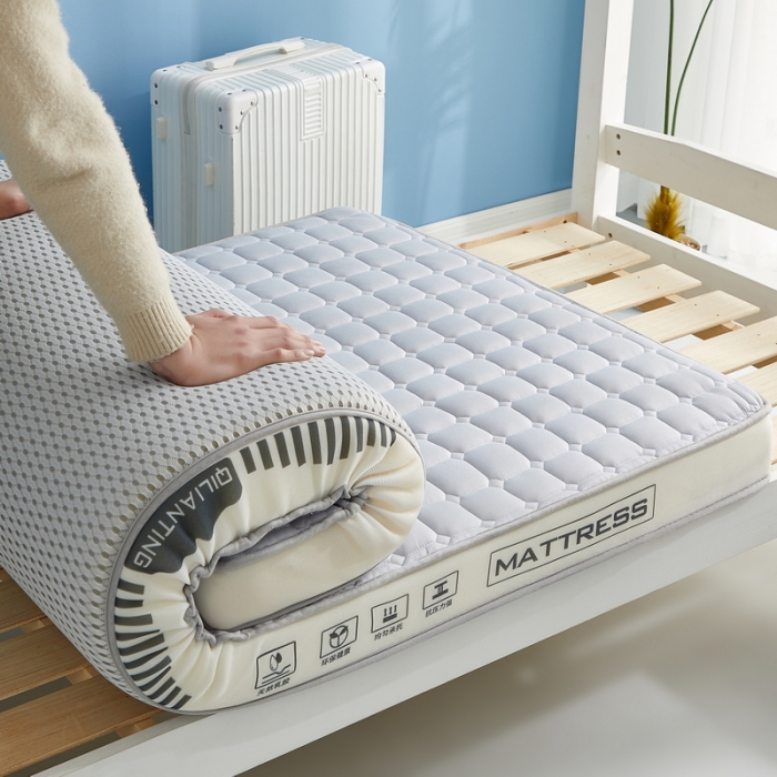 91家纺网 家纺一手货源 找家纺 祁恋婷 2023新款A类牛奶丝乳胶抗压学生床垫【床垫遮盖物】 几何-烟墨灰