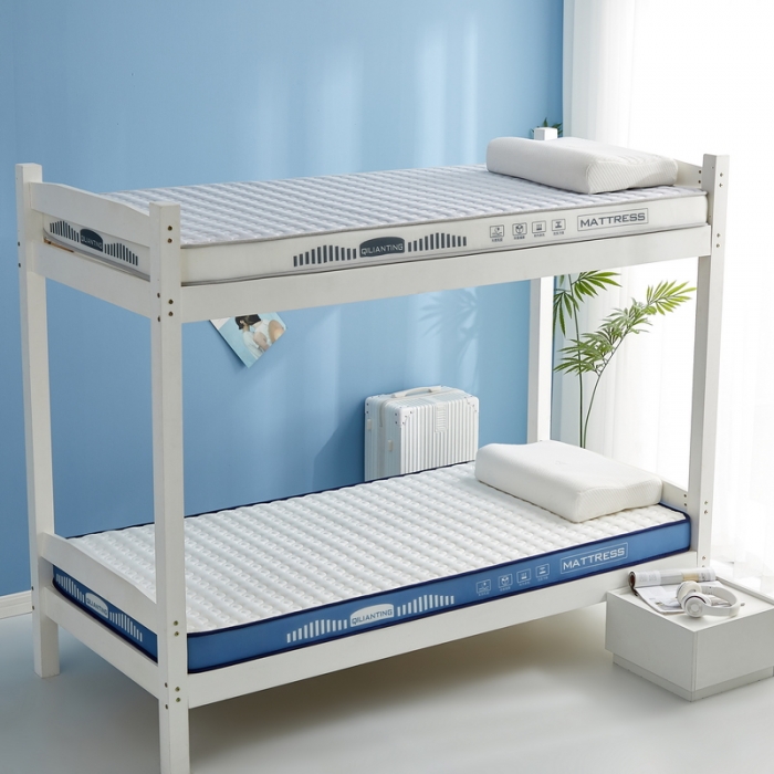 91家纺网 家纺一手货源 找家纺 祁恋婷 2023新款A类牛奶丝乳胶抗压学生床垫【床垫遮盖物】 水波-海因蓝