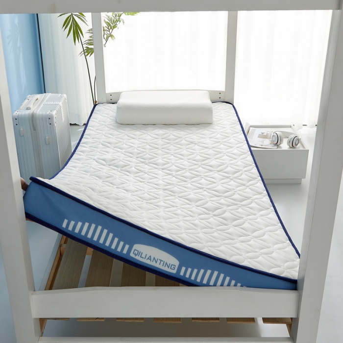 91家纺网 家纺一手货源 找家纺 祁恋婷 2023新款A类牛奶丝乳胶抗压学生床垫【床垫遮盖物】 四叶-海因蓝