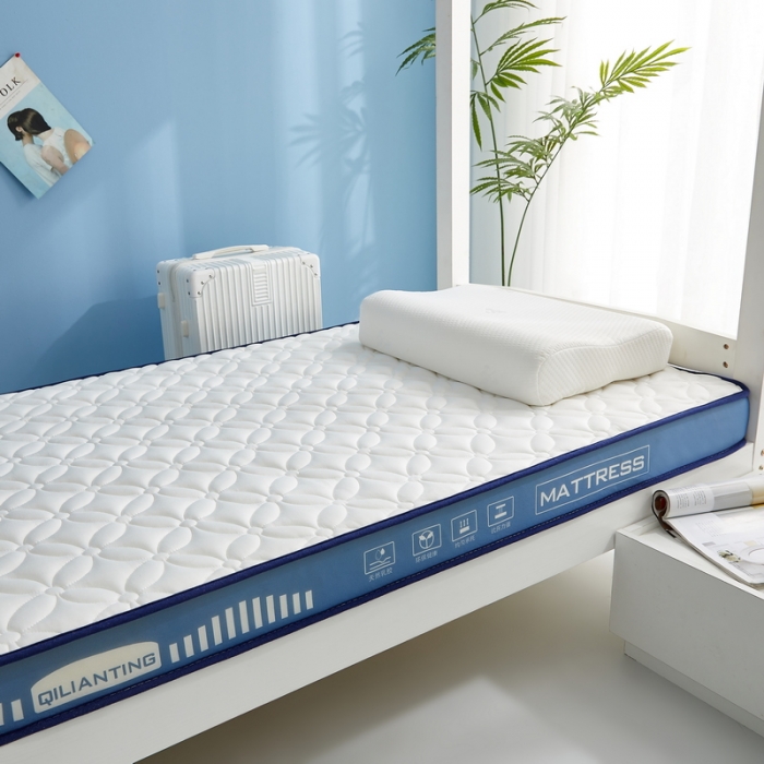 91家纺网 家纺一手货源 找家纺 祁恋婷 2023新款A类牛奶丝乳胶抗压学生床垫【床垫遮盖物】 四叶-海因蓝