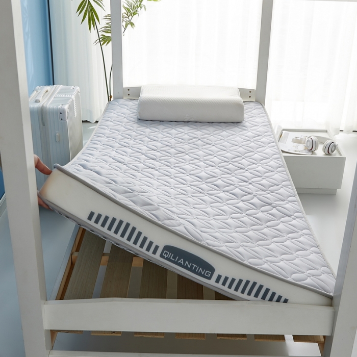 91家纺网 家纺一手货源 找家纺 祁恋婷 2023新款A类牛奶丝乳胶抗压学生床垫【床垫遮盖物】 四叶-烟墨灰