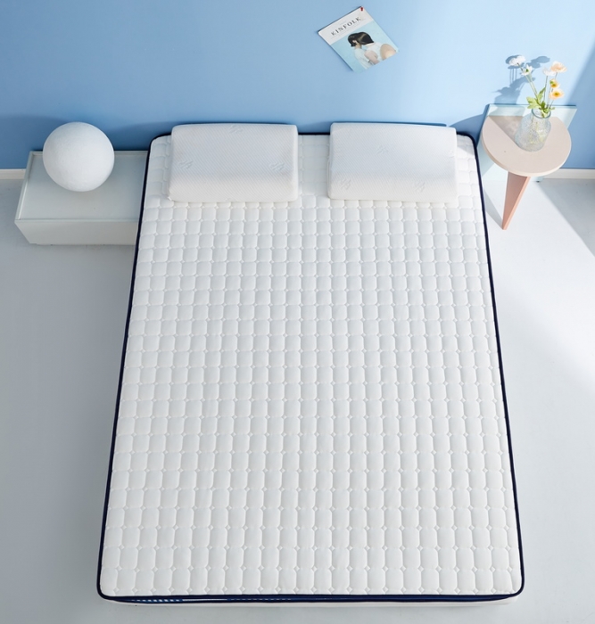 91家纺网 家纺一手货源 找家纺 祁恋婷 2023新款A类牛奶丝乳胶记忆棉床垫【床垫遮盖物】 几何-海因蓝