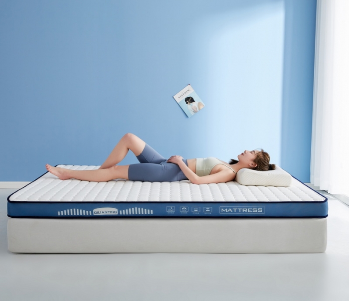 91家纺网 家纺一手货源 找家纺 祁恋婷 2023新款A类牛奶丝乳胶记忆棉床垫【床垫遮盖物】 几何-海因蓝