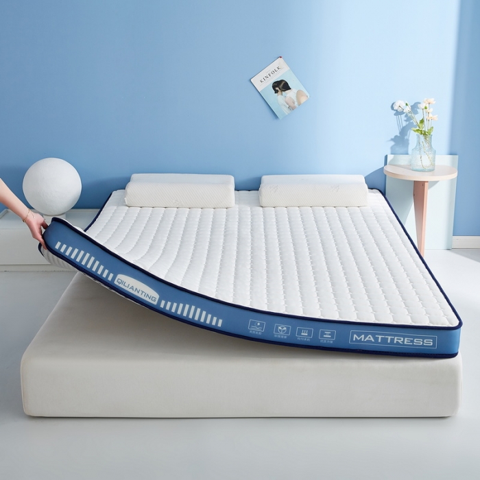 91家纺网 家纺一手货源 找家纺 祁恋婷 2023新款A类牛奶丝乳胶记忆棉床垫【床垫遮盖物】 几何-海因蓝