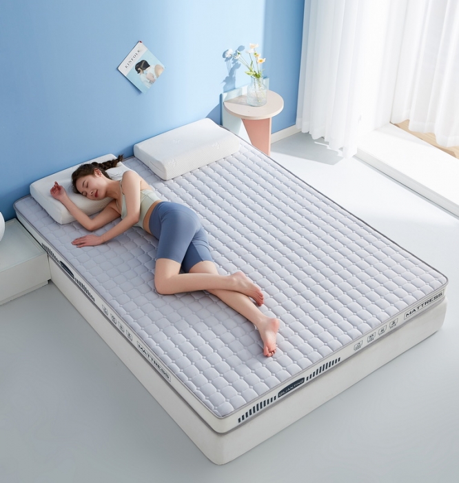 91家纺网 家纺一手货源 找家纺 祁恋婷 2023新款A类牛奶丝乳胶记忆棉床垫【床垫遮盖物】 几何-烟墨灰