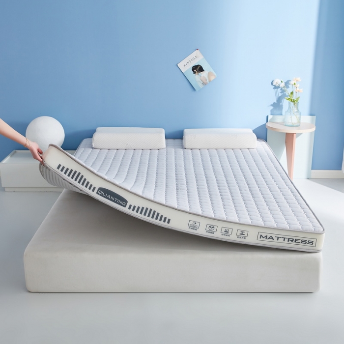 91家纺网 家纺一手货源 找家纺 祁恋婷 2023新款A类牛奶丝乳胶记忆棉床垫【床垫遮盖物】 几何-烟墨灰