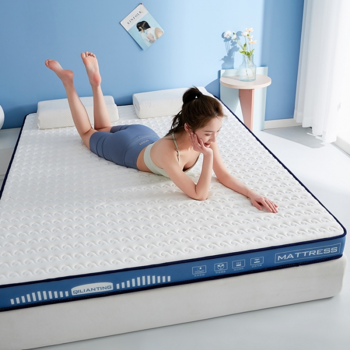 91家纺网 家纺一手货源 找家纺 祁恋婷 2023新款A类牛奶丝乳胶记忆棉床垫【床垫遮盖物】 水波-海因蓝