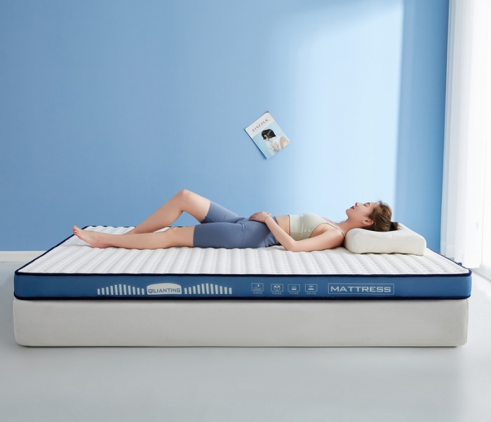 91家纺网 家纺一手货源 找家纺 祁恋婷 2023新款A类牛奶丝乳胶记忆棉床垫【床垫遮盖物】 水波-海因蓝