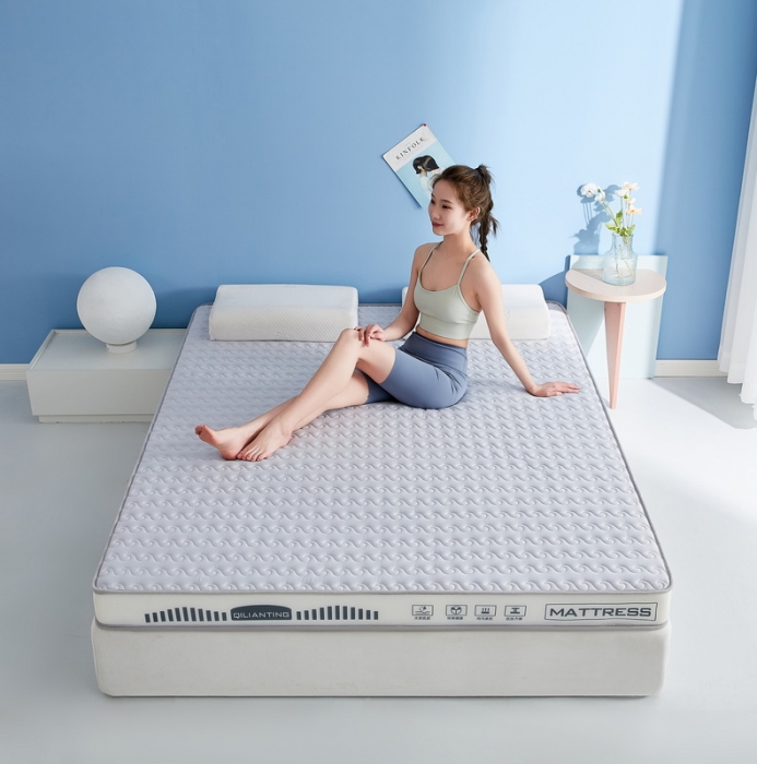 91家纺网 家纺一手货源 找家纺 祁恋婷 2023新款A类牛奶丝乳胶记忆棉床垫【床垫遮盖物】 水波-烟墨灰