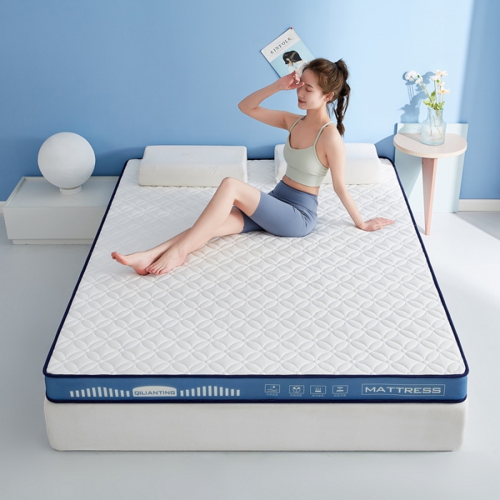 91家纺网 家纺一手货源 找家纺 祁恋婷 2023新款A类牛奶丝乳胶记忆棉床垫【床垫遮盖物】 四叶-海因蓝