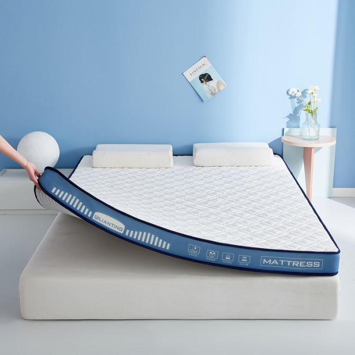 91家纺网 家纺一手货源 找家纺 祁恋婷 2023新款A类牛奶丝乳胶记忆棉床垫【床垫遮盖物】 四叶-海因蓝