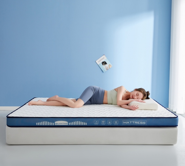 91家纺网 家纺一手货源 找家纺 祁恋婷 2023新款A类牛奶丝乳胶记忆棉床垫【床垫遮盖物】 四叶-海因蓝