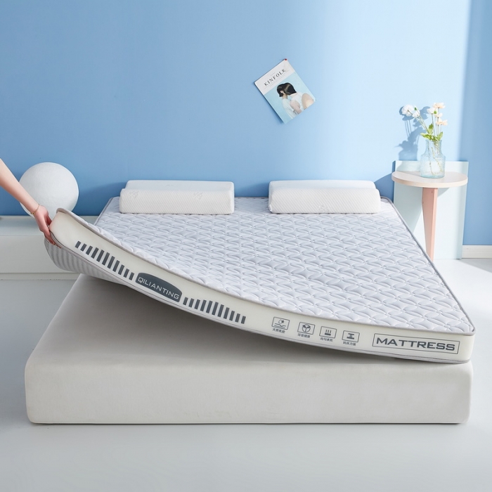 91家纺网 家纺一手货源 找家纺 祁恋婷 2023新款A类牛奶丝乳胶记忆棉床垫【床垫遮盖物】 四叶-烟墨灰