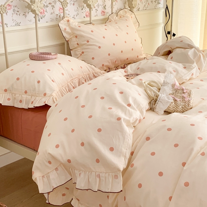 91家纺网 家纺一手货源 找家纺 （总）昔可 2023新款复古波点花边系列四件套