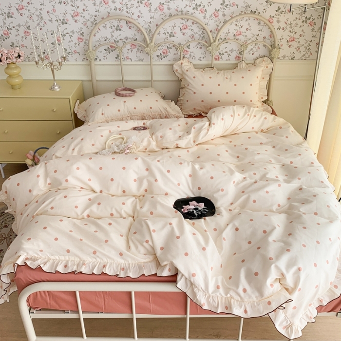 91家纺网 家纺一手货源 找家纺 （总）昔可 2023新款复古波点花边系列四件套