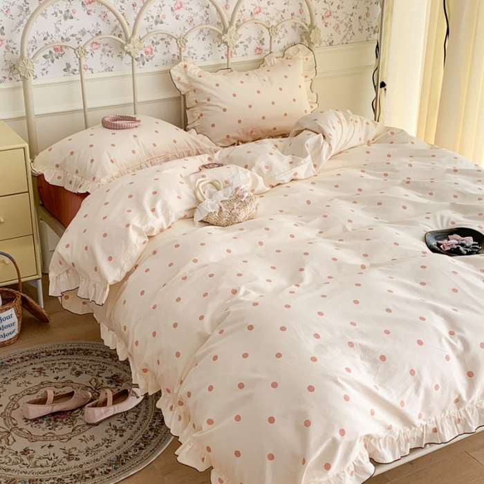 91家纺网 家纺一手货源 找家纺 （总）昔可 2023新款复古波点花边系列四件套