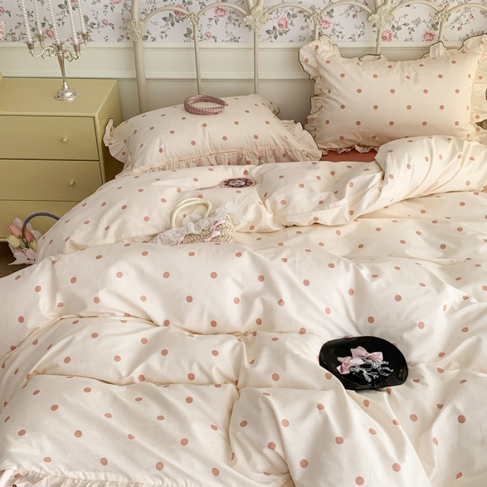 91家纺网 家纺一手货源 找家纺 （总）昔可 2023新款复古波点花边系列四件套