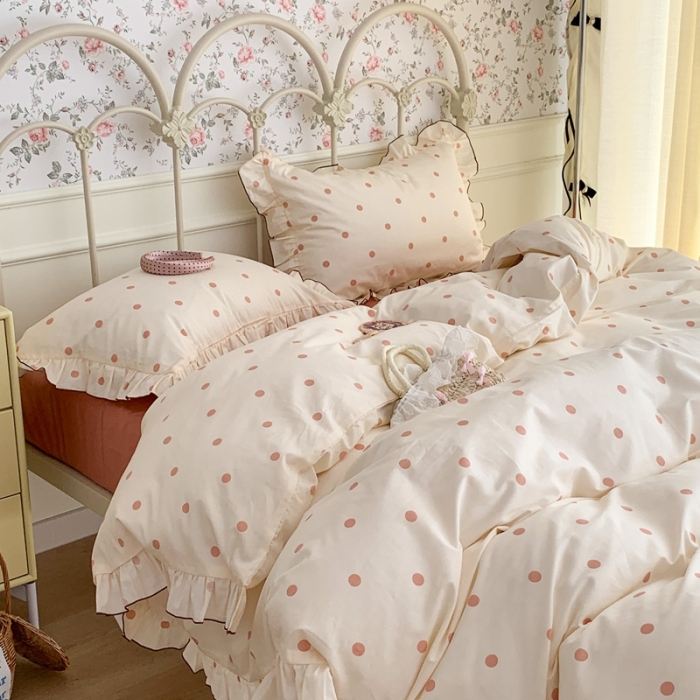 91家纺网 家纺一手货源 找家纺 （总）昔可 2023新款复古波点花边系列四件套