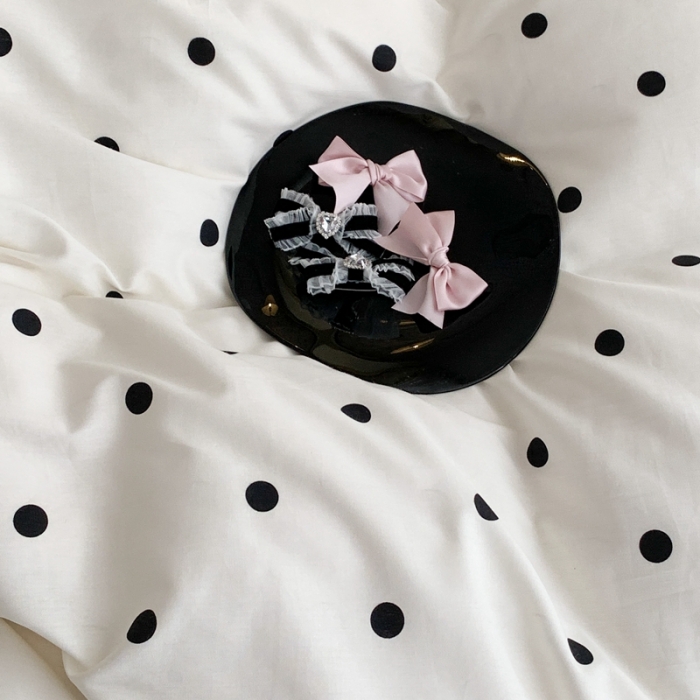 91家纺网 家纺一手货源 找家纺 昔可 2023新款复古波点花边系列四件套 白底波点