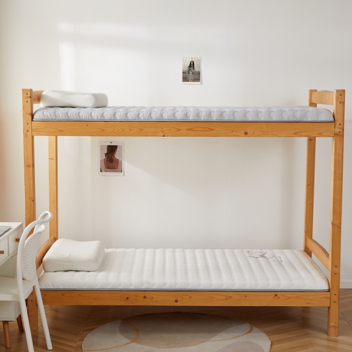 91家纺网 家纺一手货源 找家纺 祁恋婷 2023新款牛奶丝大豆纤维刺绣-学生床垫【床垫遮盖物】 象牙白